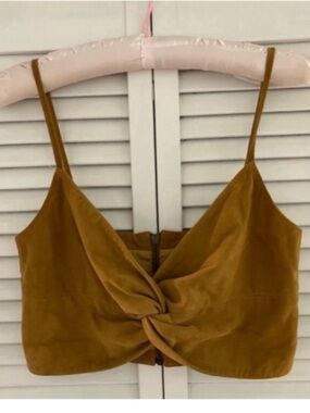 Michelle Mason Suede Twist Crop Top in Mustard Size 0